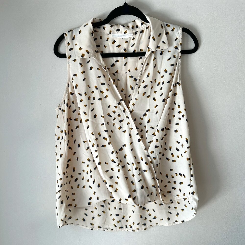 Lush Abstract Cross Over Sleeveless Blouse